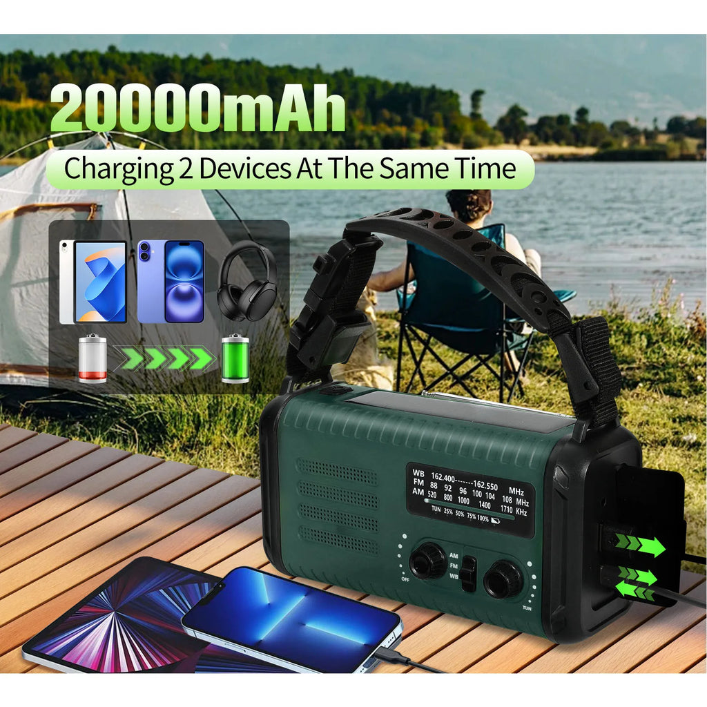 Haven Emergency Radio | Solar Powered, 20000mAh Battery, Weather Radio 1