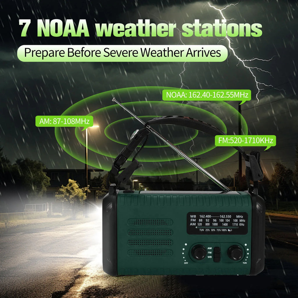 Haven Emergency Radio | Solar Powered, 20000mAh Battery, Weather Radio 5