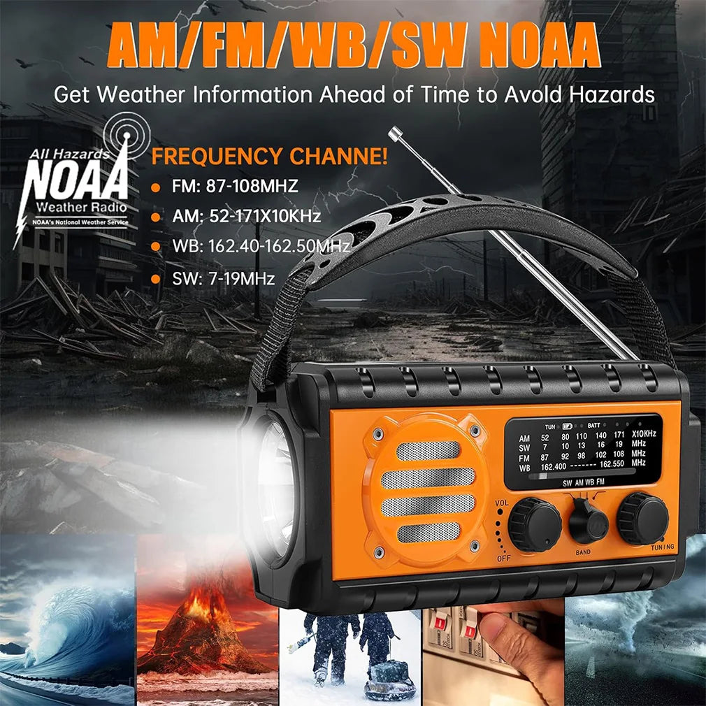 Quest Emergency Radio | 20000mAh USB Rechargeable, Solar Hand Crank 0
