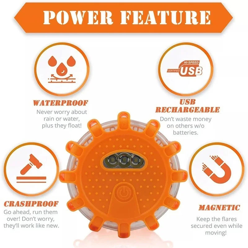 Rally Road Flares | USB Rechargeable, Waterproof, 9 Flashing Modes 1